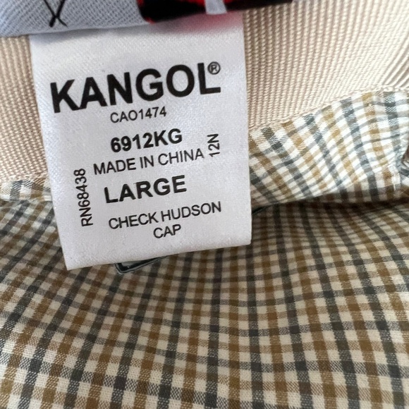 Kangol Check Hudson Cap Hat Newsboy Size Large 100% Cotton Cream Striped - Picture 11 of 12